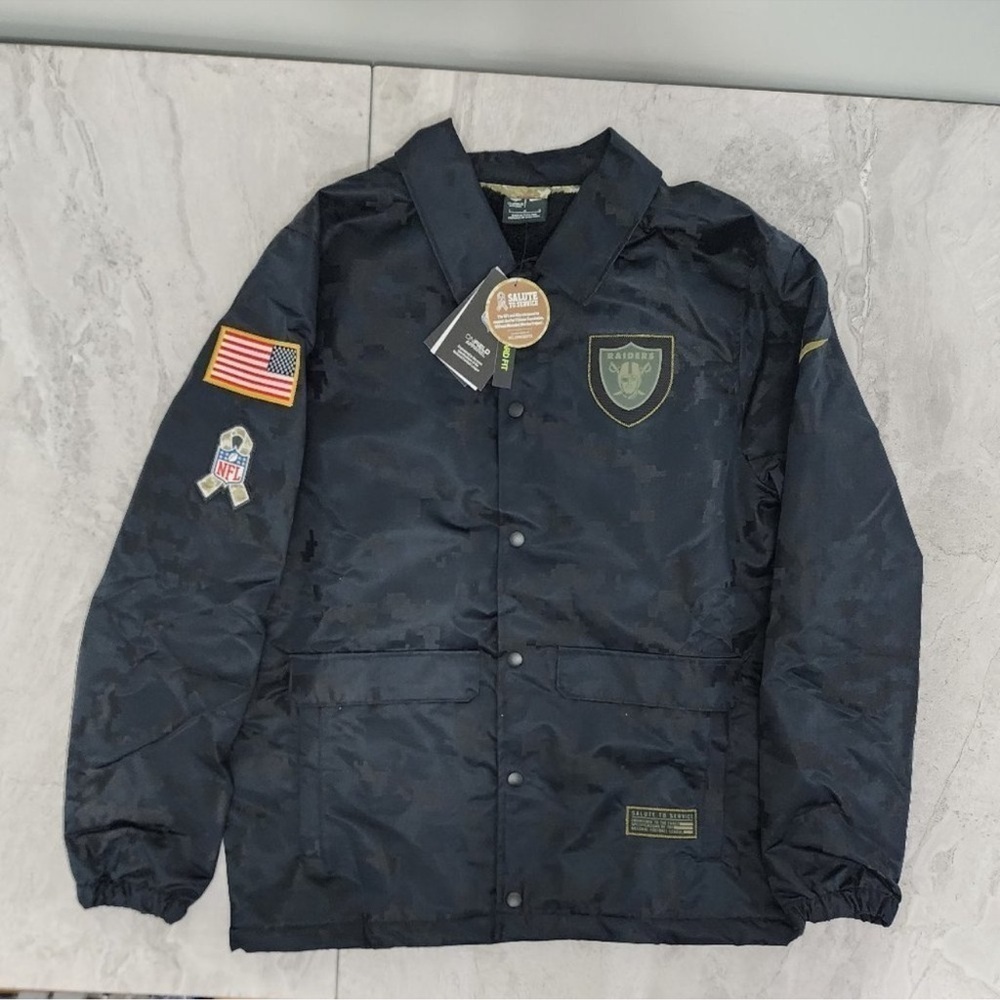 Nike NFL Raiders x Salute to Service Fur Lined Jacket Men's Black Size S NWT